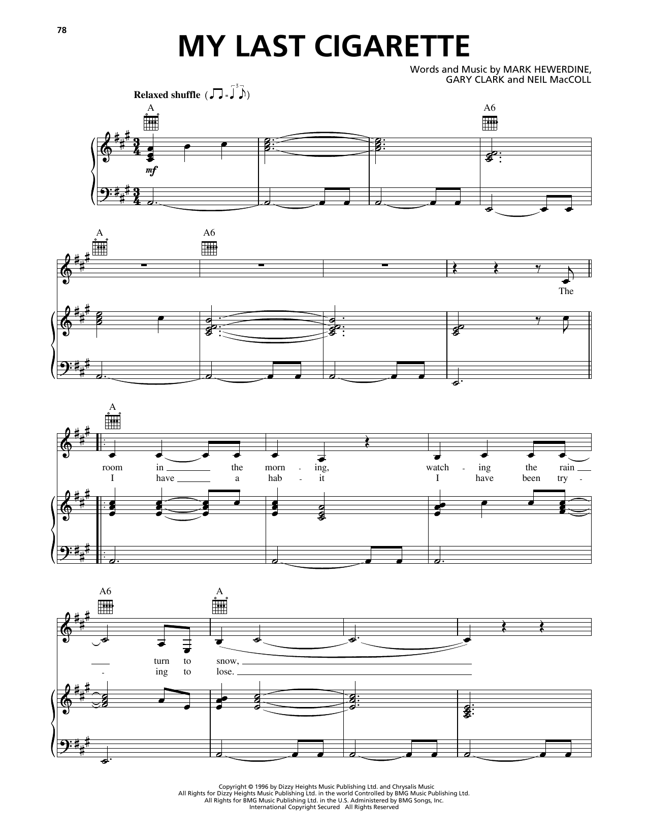 k.d. lang My Last Cigarette sheet music notes and chords. Download Printable PDF.