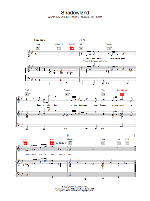 k.d. lang Shadowland sheet music notes and chords. Download Printable PDF.