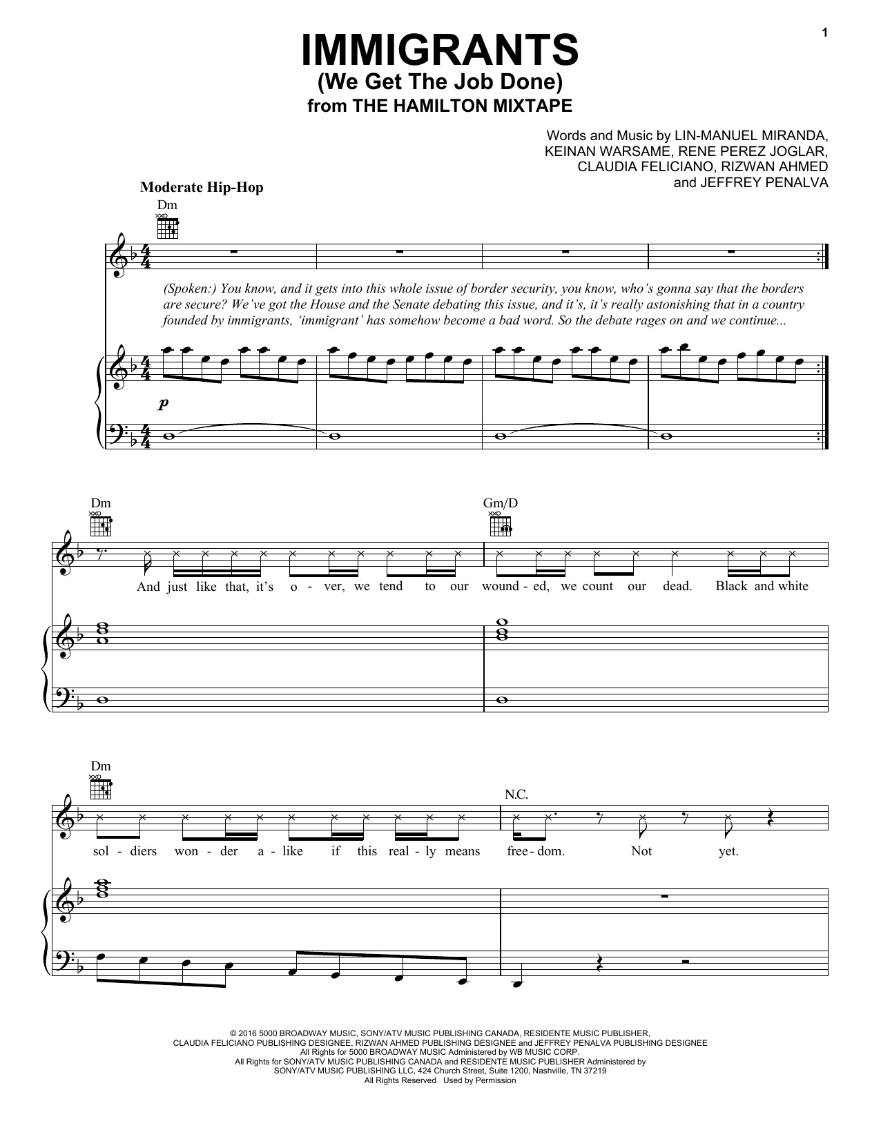 Learn to play K'NAAN, Snow Tha Product, Riz MC, Residente Immigrants (We Get The Job Done) sheet music for Piano, Vocal & Guitar Chords (Right-Hand Melody) in minutes. Price: 7.8900$ K'NAAN, Snow Tha Product, Riz MC, Residente Immigrants (We Get The Job Done) sheet music notes and chords arranged for Piano, Vocal & Guitar Chords (Right-Hand Melody)