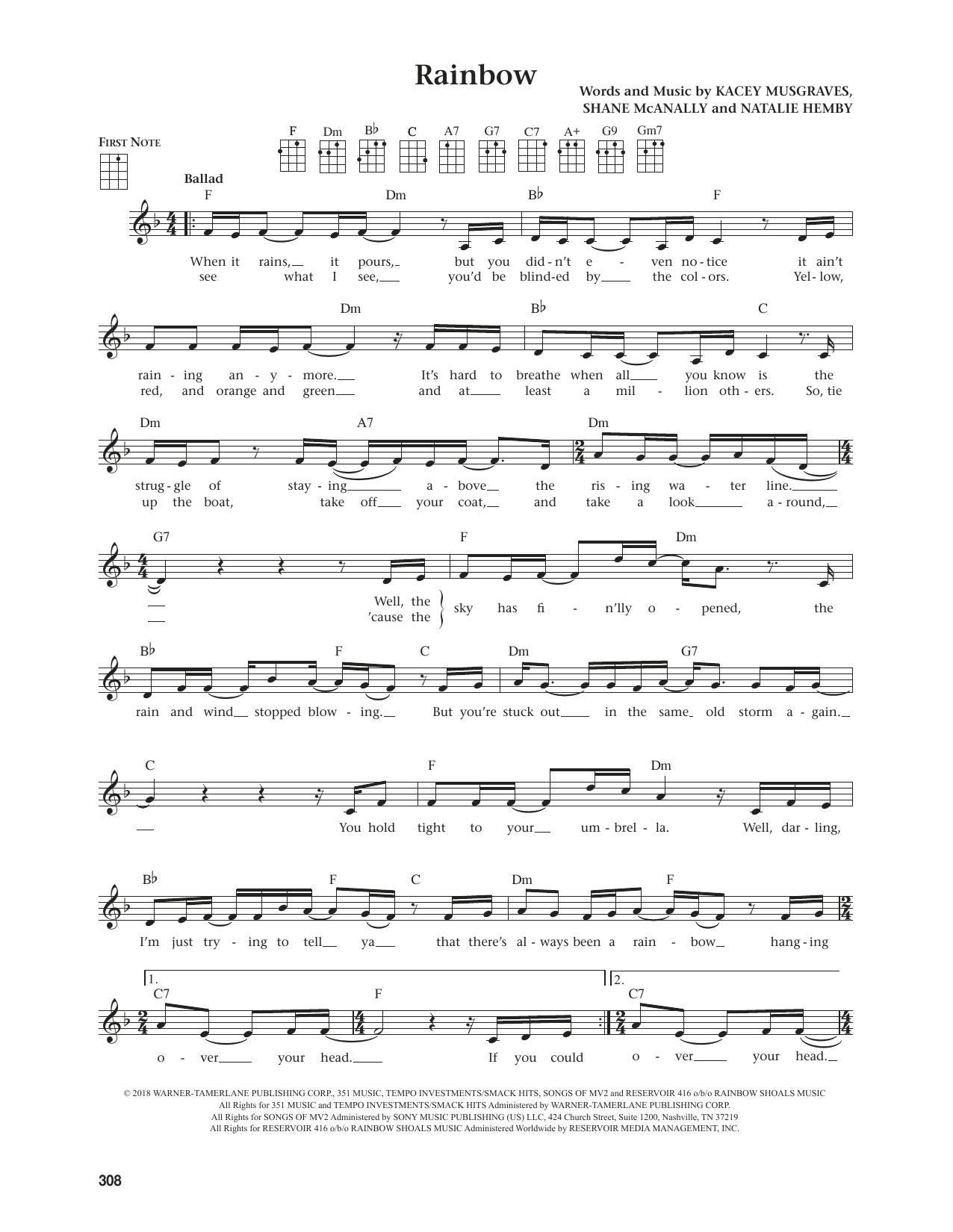 Kacey Musgraves Rainbow (from The Daily Ukulele) (arr. Jim Beloff) sheet music notes and chords. Download Printable PDF.