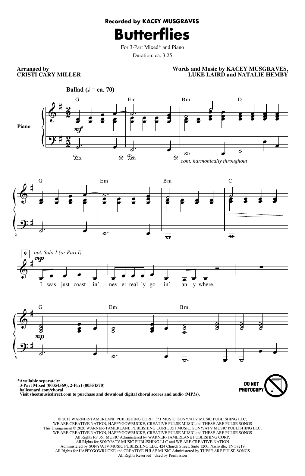 Learn to play Kacey Musgraves Butterflies (arr. Cristi Cary Miller) sheet music for 2-Part Choir in minutes. Price: 3.9900$ Kacey Musgraves Butterflies (arr. Cristi Cary Miller) sheet music notes and chords arranged for 2-Part Choir