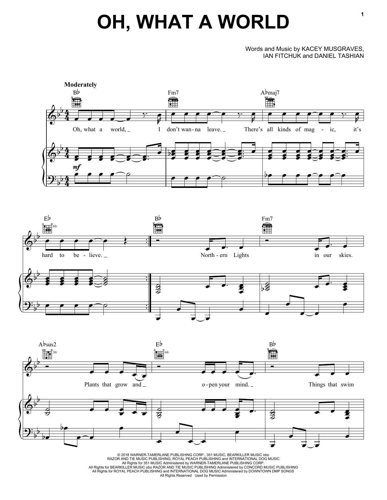 Learn to play Kacey Musgraves Oh, What A World sheet music for Easy Piano in minutes. Price: 6.9900$ Kacey Musgraves Oh, What A World sheet music notes and chords arranged for Easy Piano