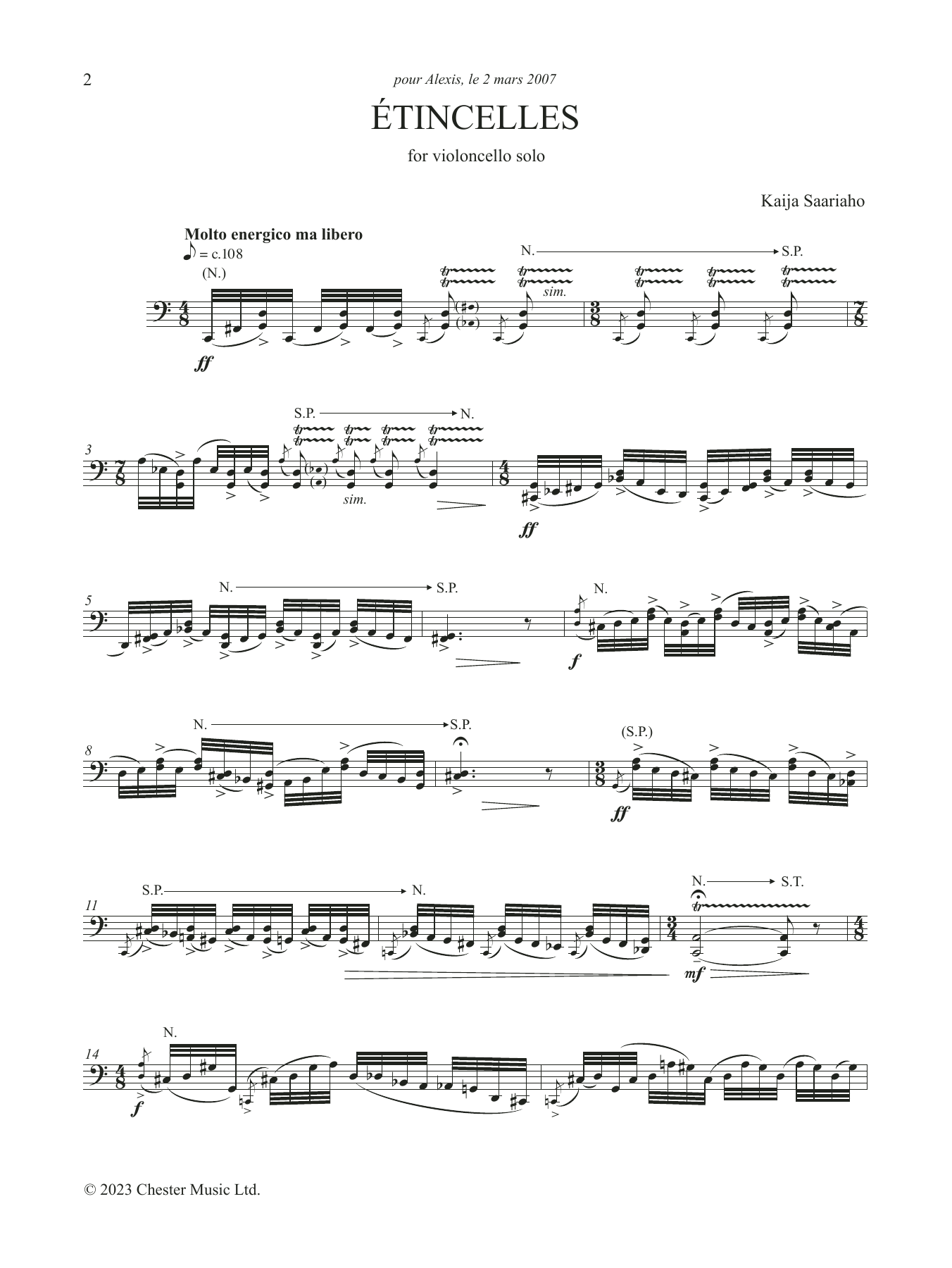 Kaija Saariaho Étincelles sheet music notes and chords. Download Printable PDF.