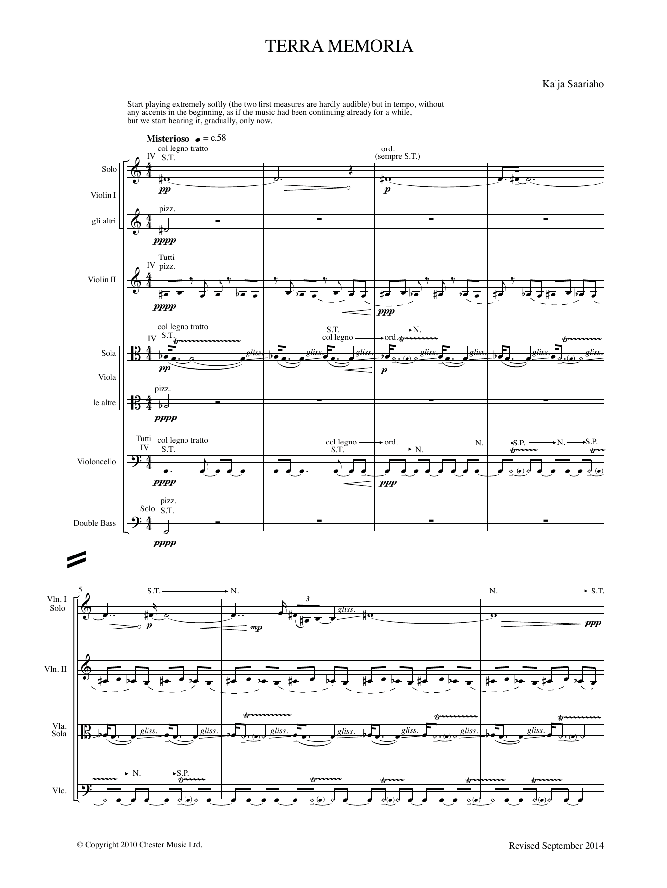 Kaija Saariaho Terra Memoria sheet music notes and chords. Download Printable PDF.