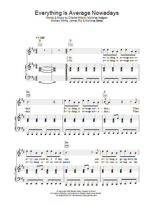 Learn to play Kaiser Chiefs Everything Is Average Nowadays sheet music for Guitar Tab in minutes. Price: 7.8900$ Kaiser Chiefs Everything Is Average Nowadays sheet music notes and chords arranged for Guitar Tab