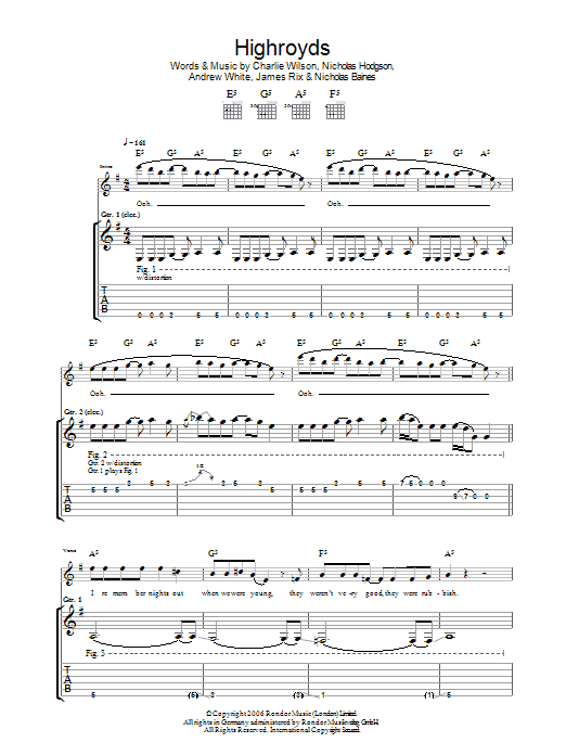 Kaiser Chiefs Highroyds sheet music notes and chords. Download Printable PDF.