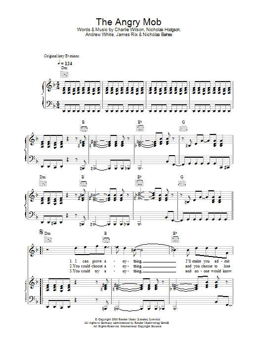 Kaiser Chiefs The Angry Mob sheet music notes and chords. Download Printable PDF.