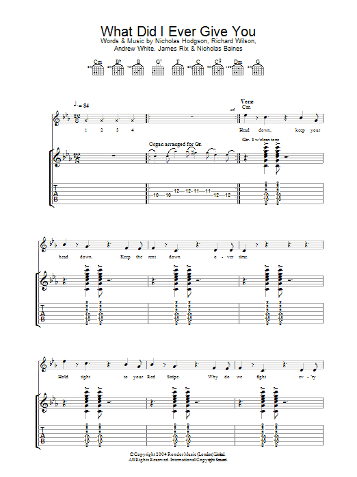 Kaiser Chiefs What Did I Ever Give You? sheet music notes and chords. Download Printable PDF.