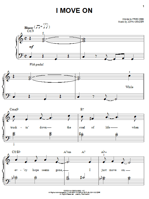 Learn to play Kander & Ebb I Move On sheet music for Easy Piano in minutes. Price: 6.9900$ Kander & Ebb I Move On sheet music notes and chords arranged for Easy Piano