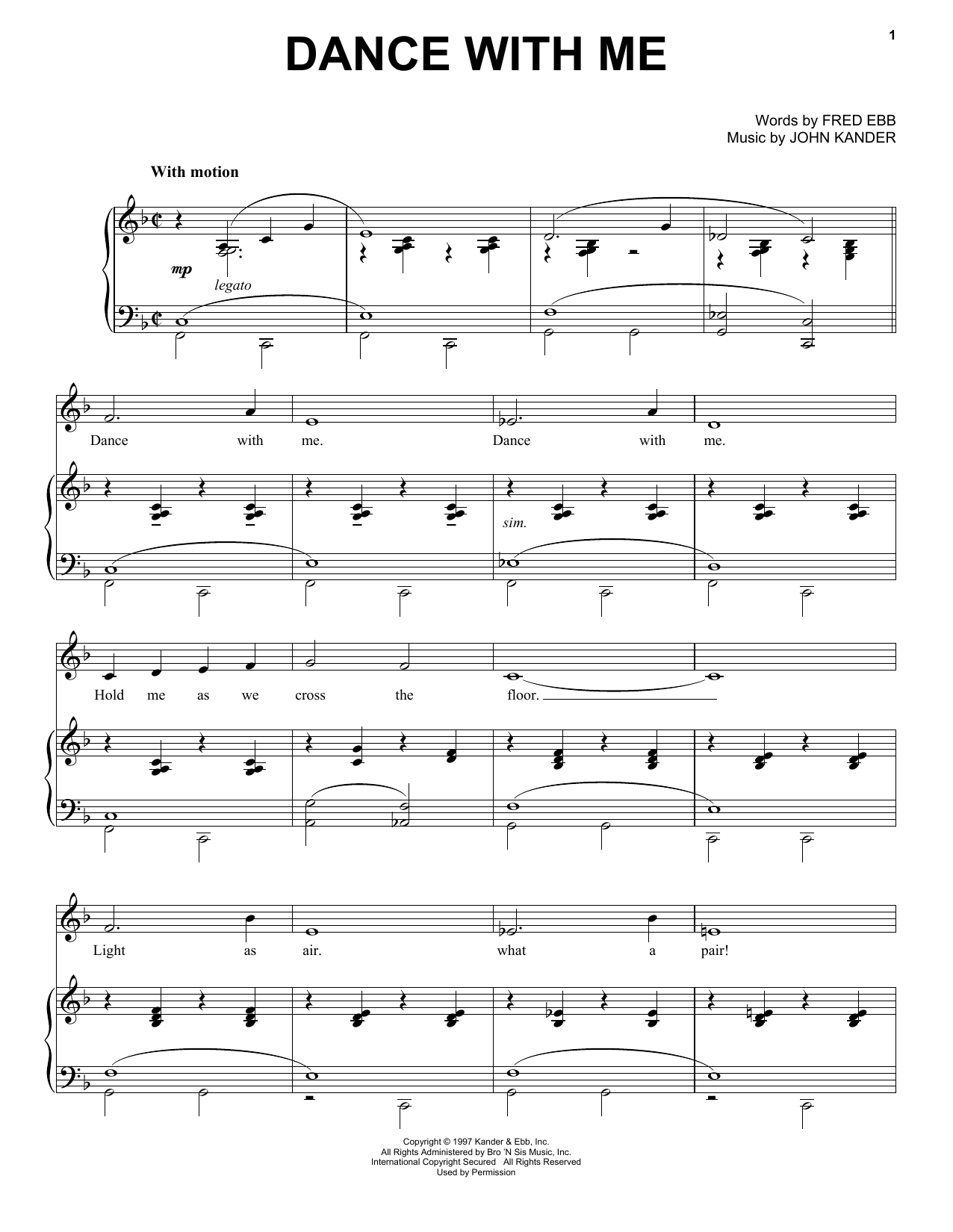 Kander & Ebb Dance With Me sheet music notes and chords. Download Printable PDF.