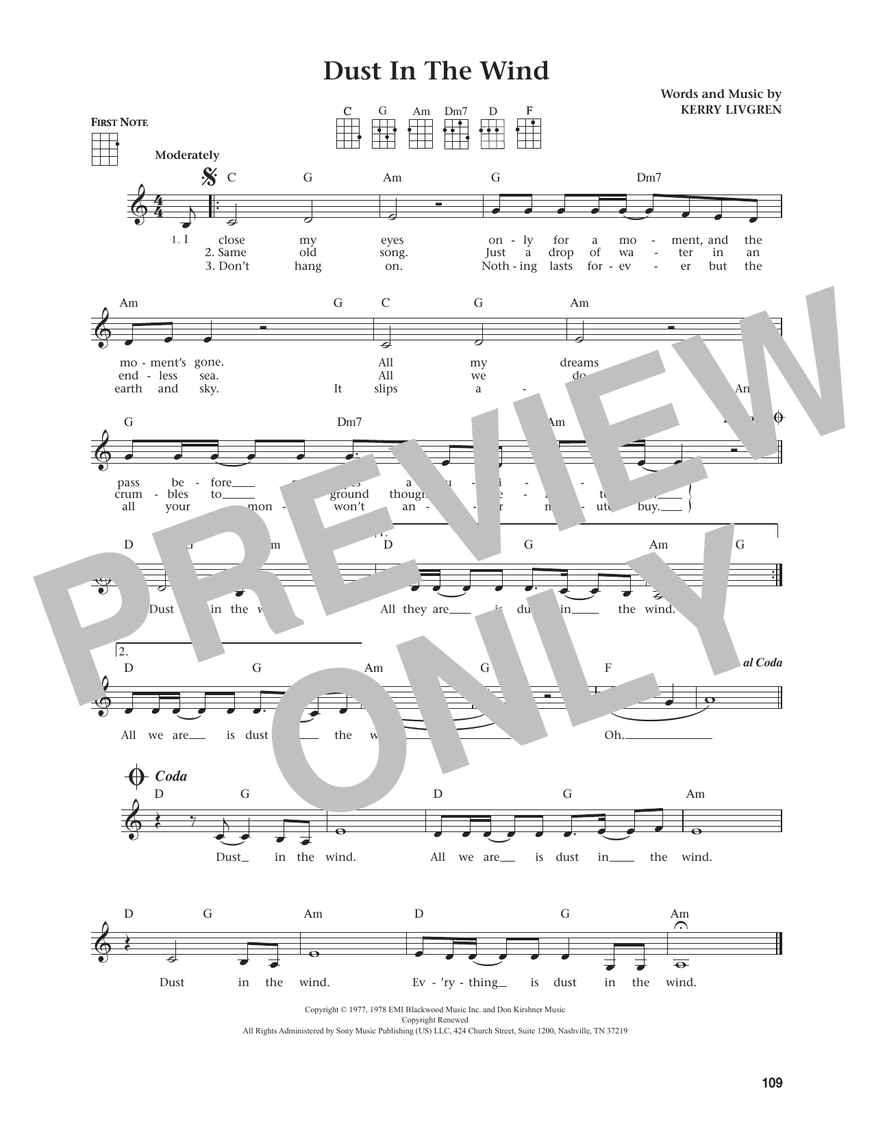 Kansas Dust In The Wind (from The Daily Ukulele) (arr. Jim Beloff) sheet music notes and chords. Download Printable PDF.