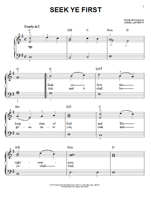 Seek Ye First sheet music for ukulele (PDF-interactive)