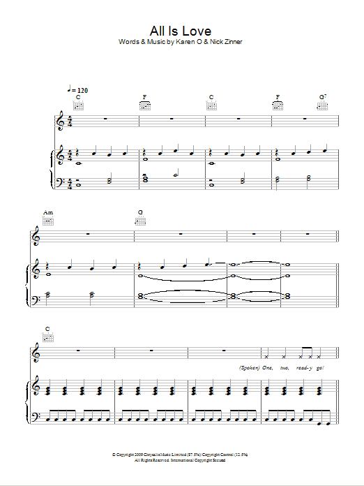 Karen O And The Kids All Is Love Sheet Music Pdf Notes Chords Pop Score Piano Vocal Guitar Right Hand Melody Download Printable Sku Karen O And The Kids All Is Love Sheet Music Pdf Notes Chords Pop Score Piano Vocal Guitar Right Hand Melody Download Printable Sku
