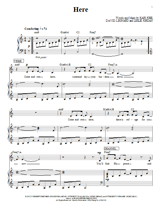 Learn to play Kari Jobe Here sheet music for Piano, Vocal & Guitar (Right-Hand Melody) in minutes. Kari Jobe Here sheet music notes and chords