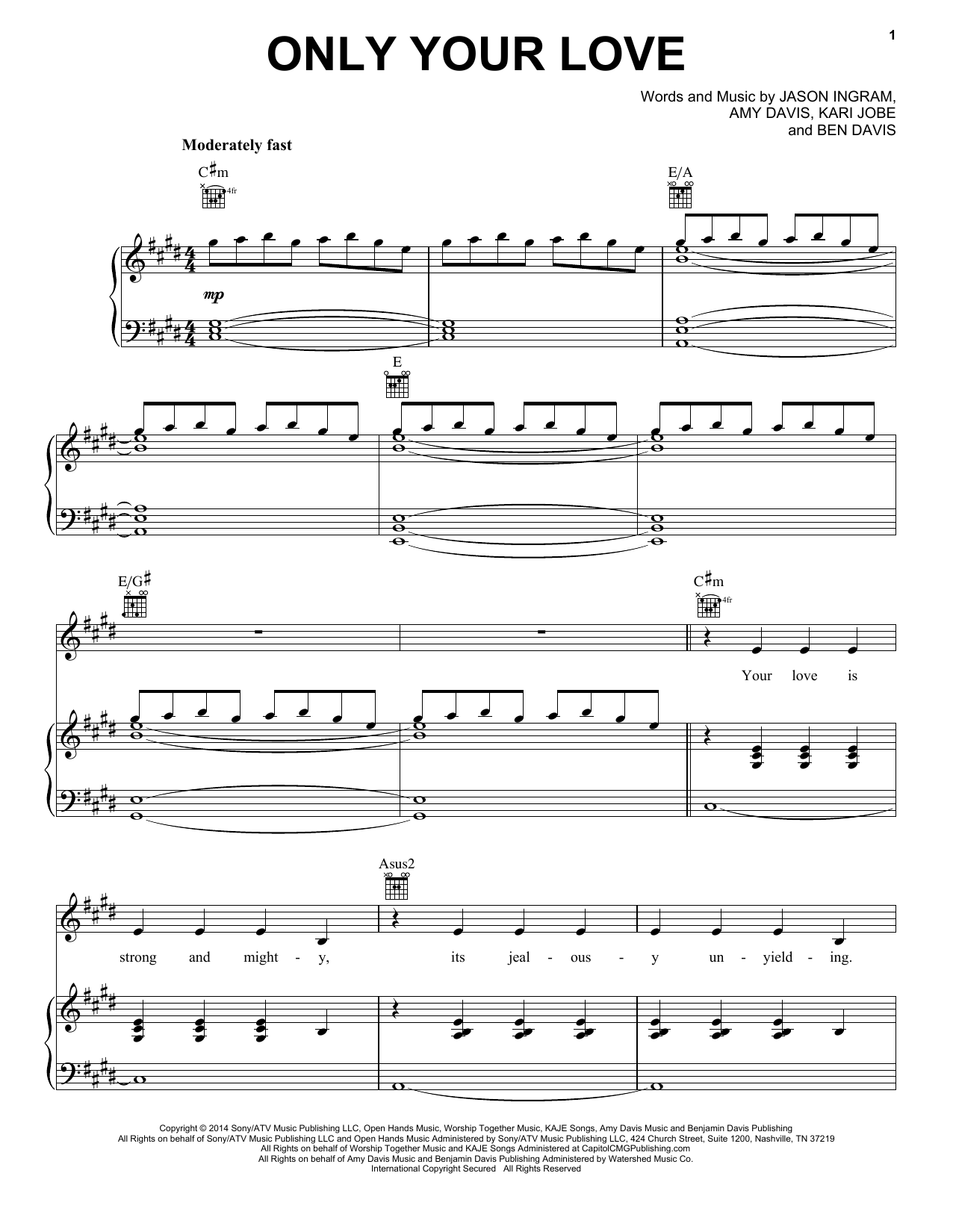 Kari Jobe Only Your Love sheet music notes and chords. Download Printable PDF.