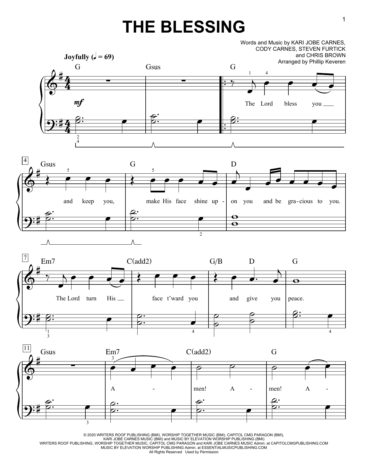 Kari Jobe & Cody Carnes The Blessing (arr. Phillip Keveren) sheet music notes and chords. Download Printable PDF.
