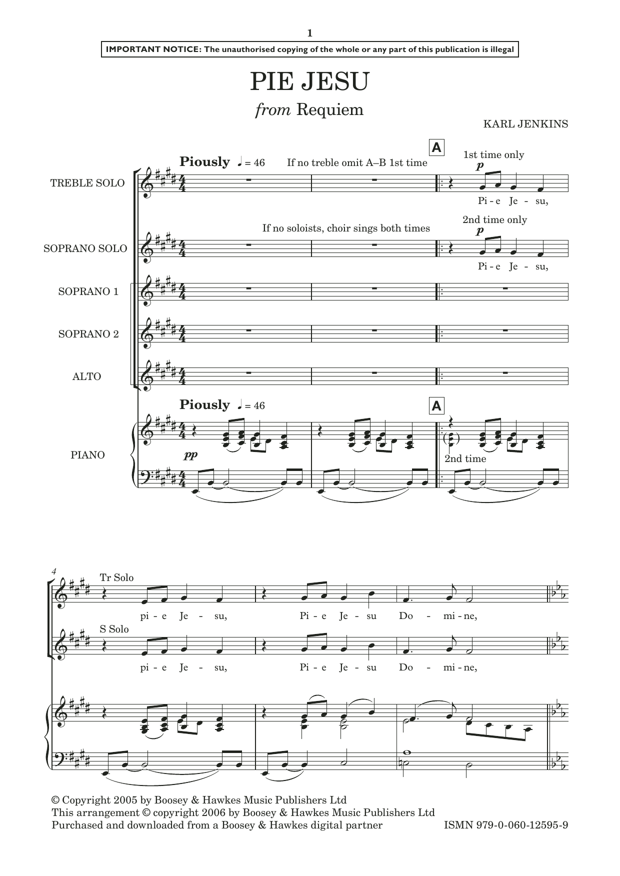 Karl Jenkins Pie Jesu sheet music notes and chords. Download Printable PDF.