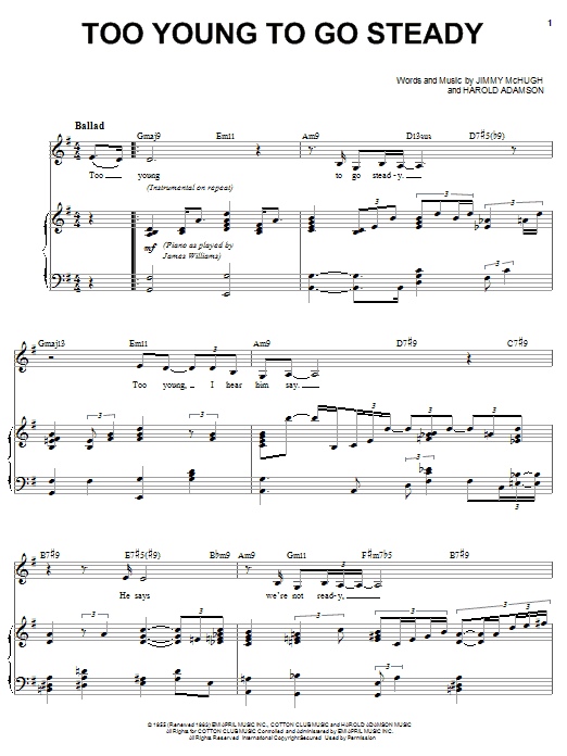MUSICHELP Too Young Sheet Music (Piano Solo) in E Major - Download &  Print - SKU: MN0207932