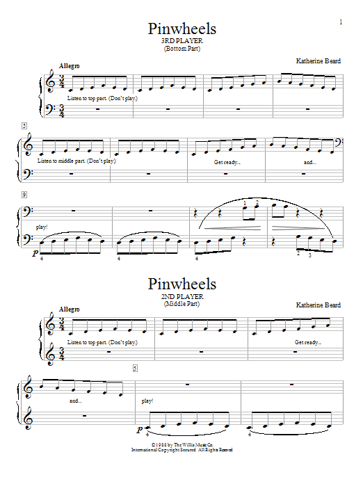 Katherine Beard Pinwheels sheet music notes and chords. Download Printable PDF.