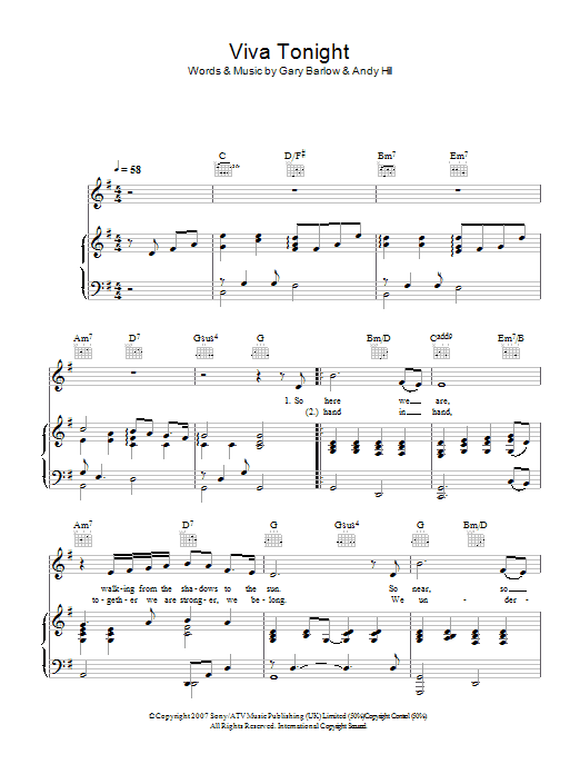 Katherine Jenkins Viva Tonight sheet music notes and chords. Download Printable PDF.