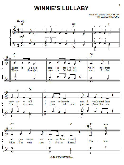 Kathie Lee Gifford Winnie's Lullaby sheet music notes and chords. Download Printable PDF.