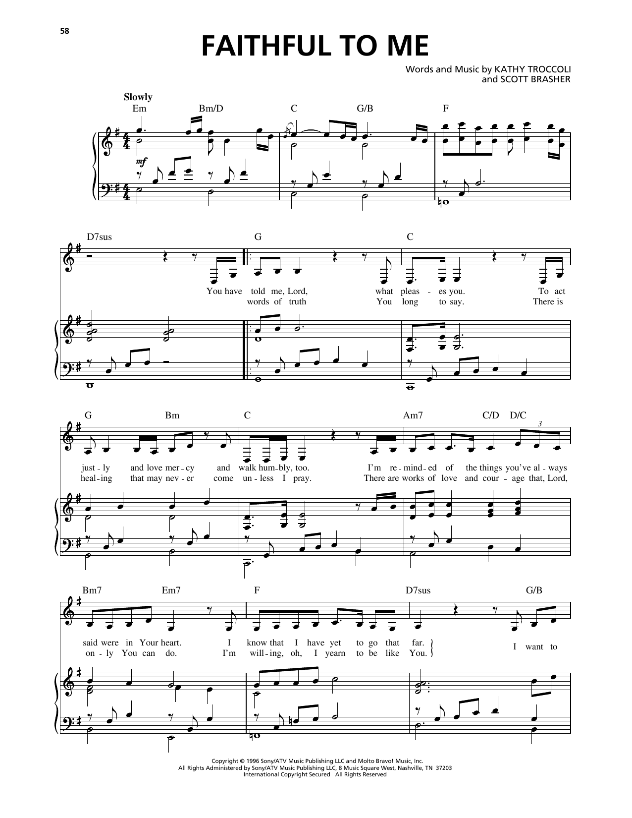 Kathy Troccoli Faithful To Me sheet music notes and chords. Download Printable PDF.