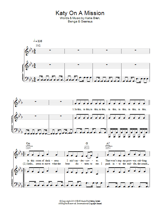 Learn to play Katy B Katy On A Mission sheet music for Piano, Vocal & Guitar (Right-Hand Melody) in minutes. Katy B Katy On A Mission sheet music notes and chords. Download Printable PDF.