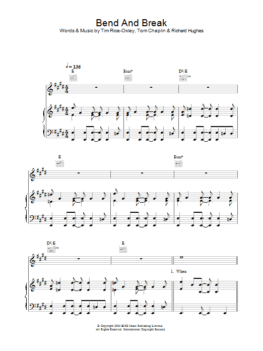 Keane Bend And Break sheet music notes and chords. Download Printable PDF.