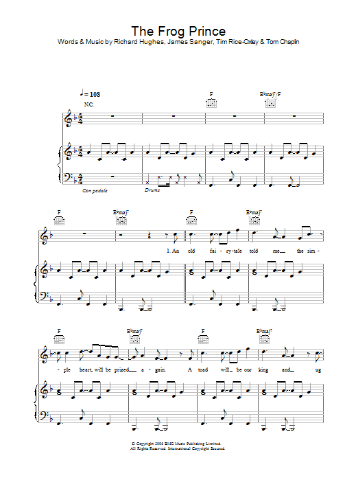 Keane The Frog Prince sheet music notes and chords. Download Printable PDF.