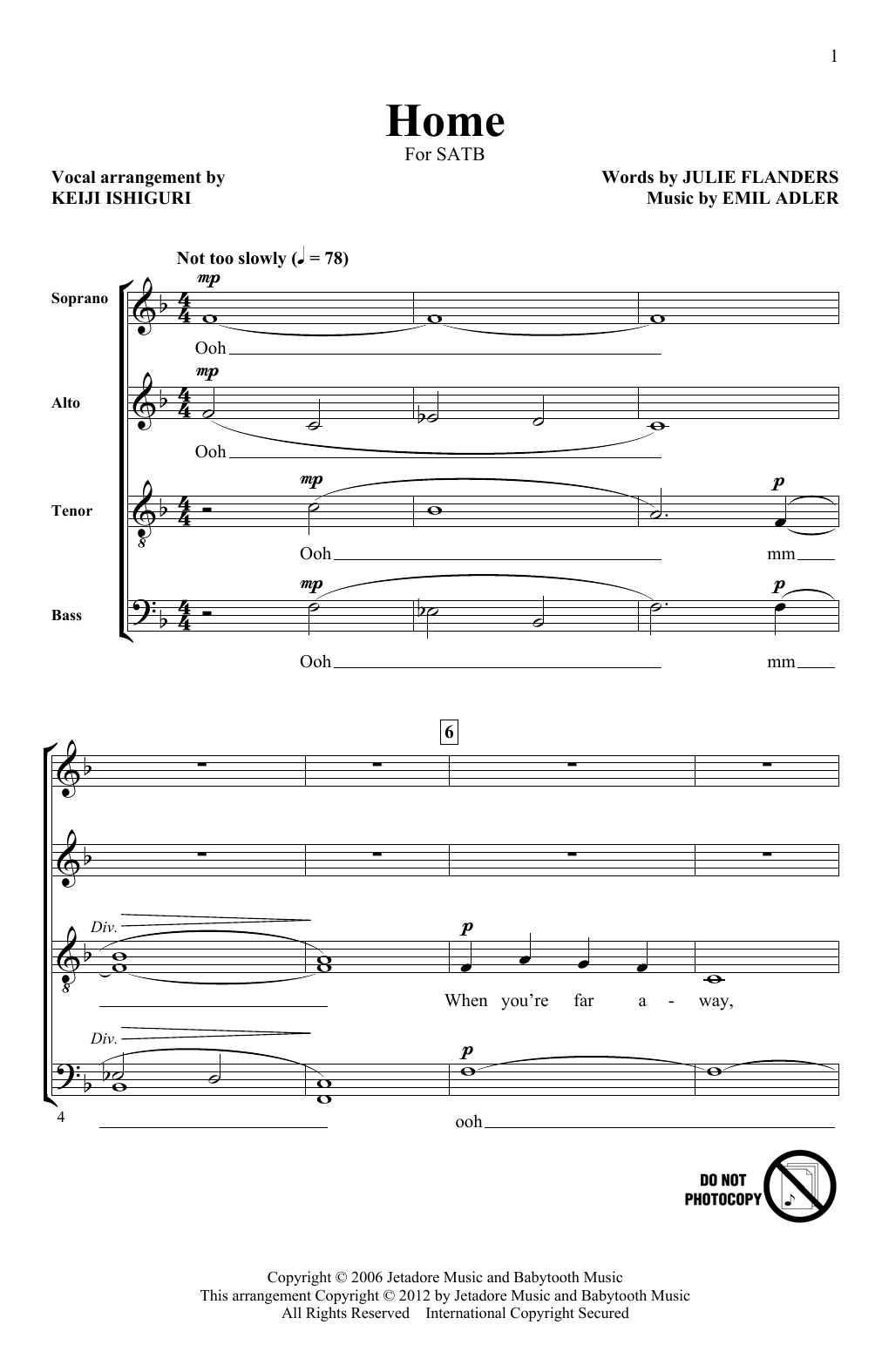 Keiji Ishiguri Home sheet music notes and chords. Download Printable PDF.