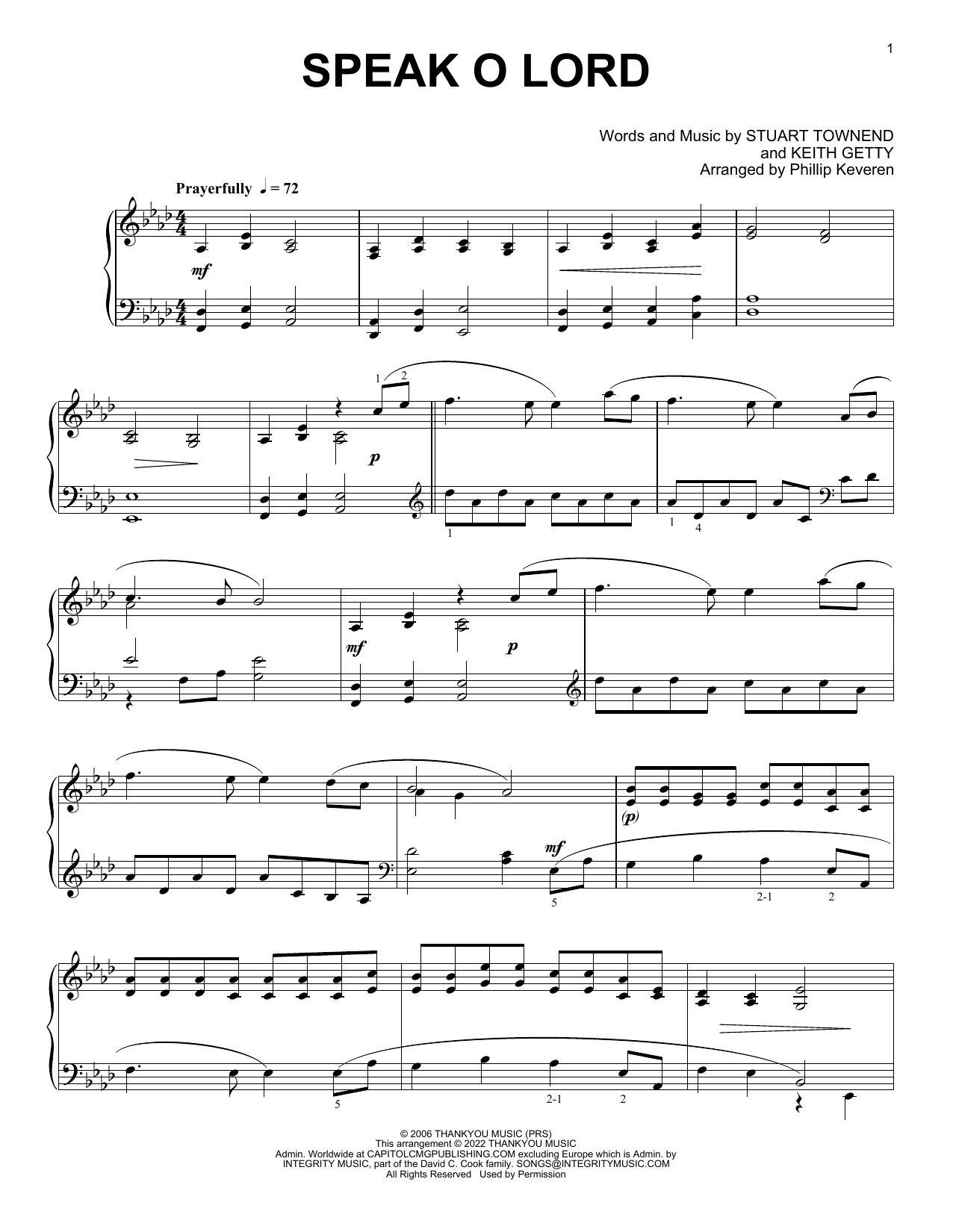 Keith & Kristyn Getty Speak O Lord [Classical version] (arr. Phillip Keveren) sheet music notes and chords. Download Printable PDF.