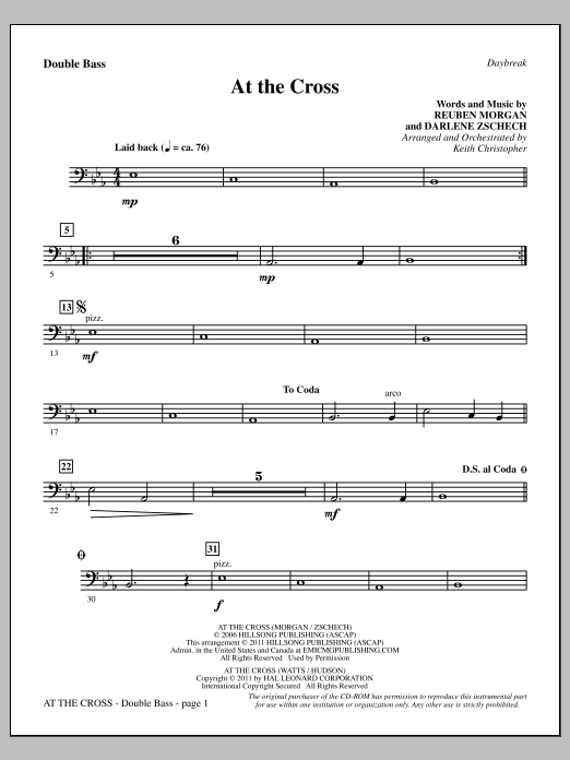 Learn to play Keith Christopher At The Cross - Double Bass sheet music for Choir Instrumental Pak in minutes. Price: 8.9900$ Keith Christopher At The Cross - Double Bass sheet music notes and chords arranged for Choir Instrumental Pak