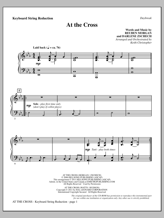 Learn to play Keith Christopher At The Cross - Keyboard String Reduction sheet music for Choir Instrumental Pak in minutes. Price: 8.9900$ Keith Christopher At The Cross - Keyboard String Reduction sheet music notes and chords arranged for Choir Instrumental Pak