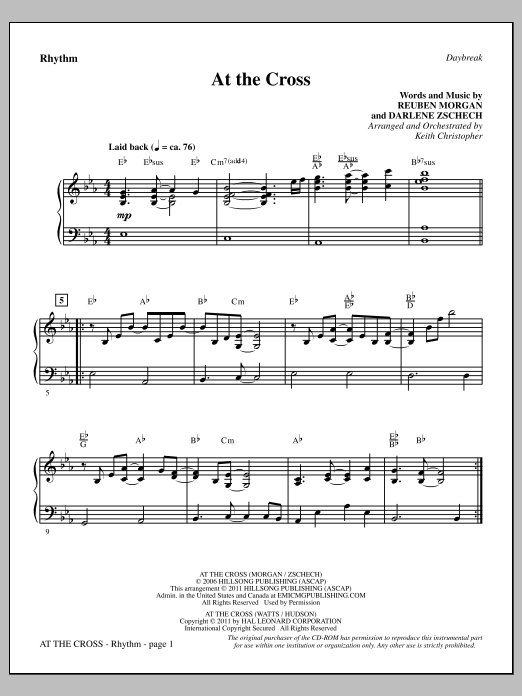 Learn to play Keith Christopher At The Cross - Rhythm sheet music for Choir Instrumental Pak in minutes. Price: 8.9900$ Keith Christopher At The Cross - Rhythm sheet music notes and chords arranged for Choir Instrumental Pak