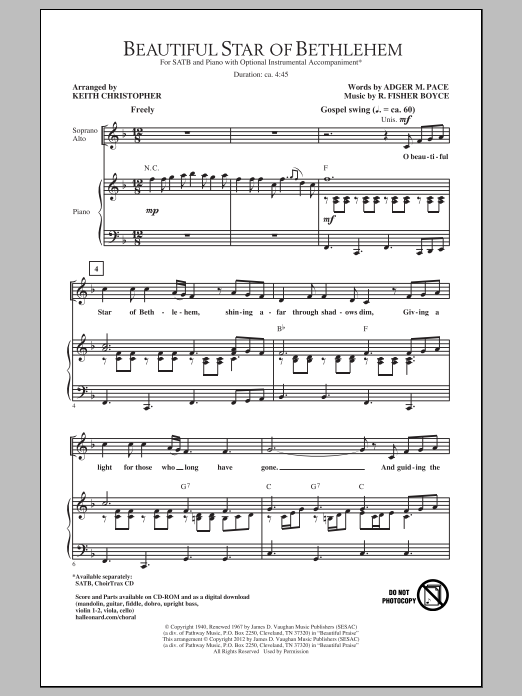Keith Christopher Beautiful Star Of Bethlehem Sheet Music Pdf Notes Chords Sacred Score Satb Choir Download Printable Sku 88239