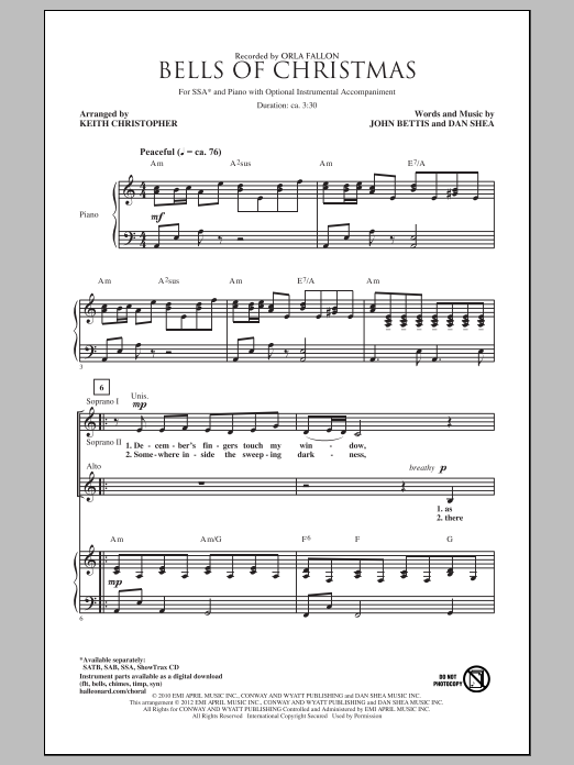 John Bettis Bells Of Christmas (arr. Keith Christopher) sheet music notes and chords. Download Printable PDF.