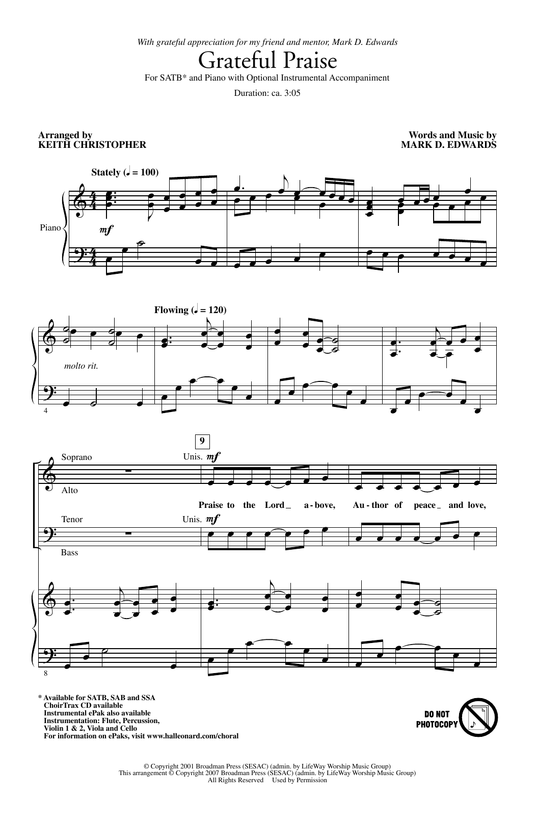 Keith Christopher Grateful Praise sheet music notes and chords. Download Printable PDF.