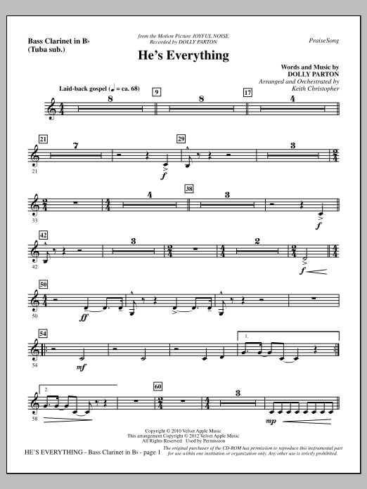 Learn to play Keith Christopher He's Everything - Bass Clarinet (sub. Tuba) sheet music for Choir Instrumental Pak in minutes. Price: 8.9900$ Keith Christopher He's Everything - Bass Clarinet (sub. Tuba) sheet music notes and chords arranged for Choir Instrumental Pak