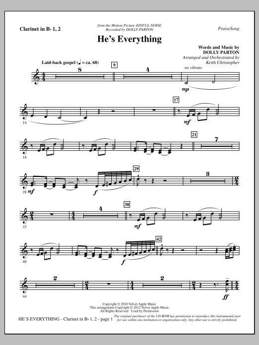 Learn to play Keith Christopher He's Everything - Bb Clarinet 1 & 2 sheet music for Choir Instrumental Pak in minutes. Price: 8.9900$ Keith Christopher He's Everything - Bb Clarinet 1 & 2 sheet music notes and chords arranged for Choir Instrumental Pak