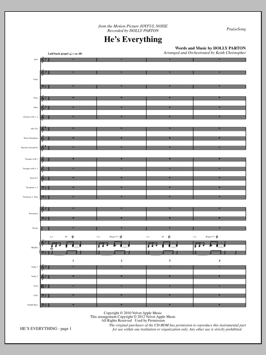 Learn to play Keith Christopher He's Everything - Full Score sheet music for Choir Instrumental Pak in minutes. Price: 8.9900$ Keith Christopher He's Everything - Full Score sheet music notes and chords arranged for Choir Instrumental Pak