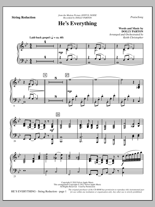 Learn to play Keith Christopher He's Everything - Keyboard String Reduction sheet music for Choir Instrumental Pak in minutes. Price: 8.9900$ Keith Christopher He's Everything - Keyboard String Reduction sheet music notes and chords arranged for Choir Instrumental Pak