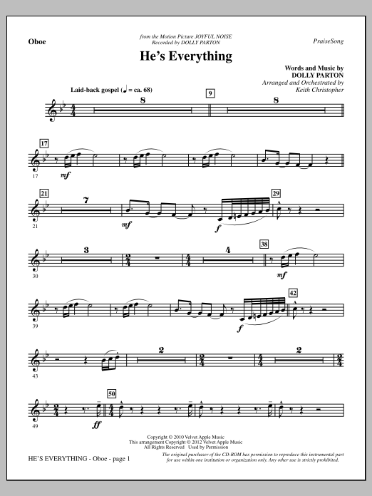 Learn to play Keith Christopher He's Everything - Oboe sheet music for Choir Instrumental Pak in minutes. Price: 8.9900$ Keith Christopher He's Everything - Oboe sheet music notes and chords arranged for Choir Instrumental Pak