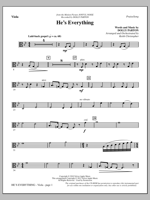 Learn to play Keith Christopher He's Everything - Viola sheet music for Choir Instrumental Pak in minutes. Price: 8.9900$ Keith Christopher He's Everything - Viola sheet music notes and chords arranged for Choir Instrumental Pak