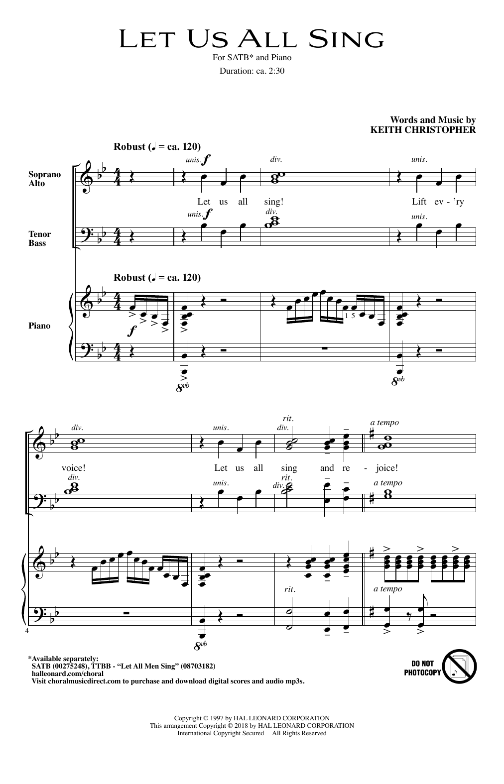 Keith Christopher Let Us All Sing Sheet Music Pdf Notes Chords