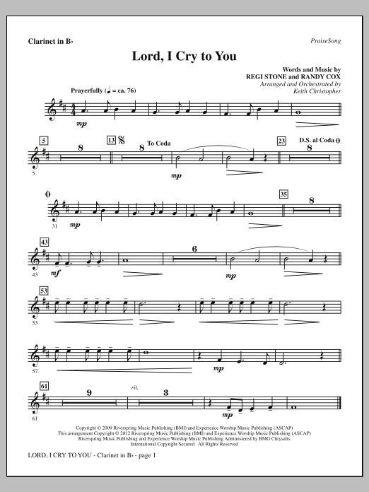 Learn to play Keith Christopher Lord, I Cry To You - Bb Clarinet sheet music for Choir Instrumental Pak in minutes. Price: 8.9900$ Keith Christopher Lord, I Cry To You - Bb Clarinet sheet music notes and chords arranged for Choir Instrumental Pak