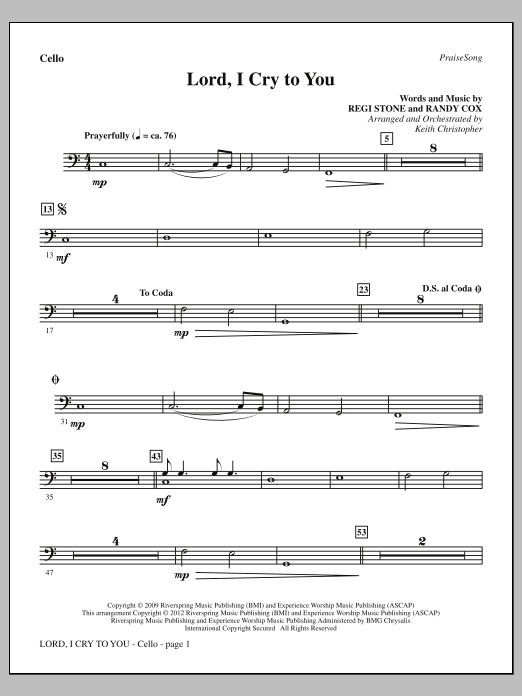 Learn to play Keith Christopher Lord, I Cry To You - Cello sheet music for Choir Instrumental Pak in minutes. Price: 8.9900$ Keith Christopher Lord, I Cry To You - Cello sheet music notes and chords arranged for Choir Instrumental Pak