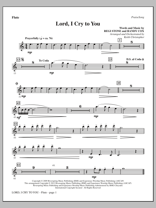 Learn to play Keith Christopher Lord, I Cry To You - Flute sheet music for Choir Instrumental Pak in minutes. Price: 8.9900$ Keith Christopher Lord, I Cry To You - Flute sheet music notes and chords arranged for Choir Instrumental Pak