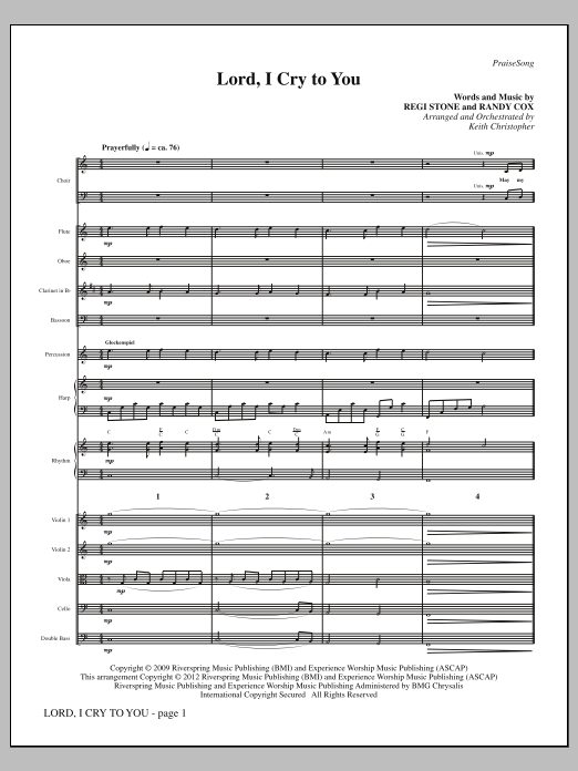 Keith Christopher Lord, I Cry To You - Full Score sheet music notes and chords arranged for Choir Instrumental Pak