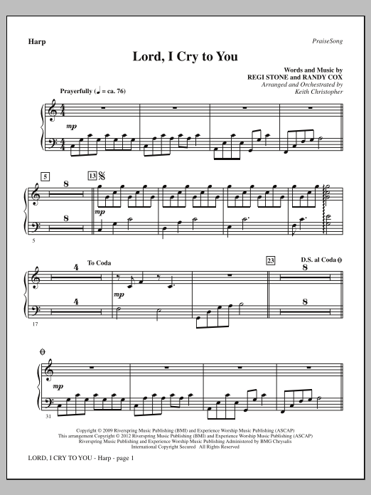 Learn to play Keith Christopher Lord, I Cry To You - Harp sheet music for Choir Instrumental Pak in minutes. Price: 8.9900$ Keith Christopher Lord, I Cry To You - Harp sheet music notes and chords arranged for Choir Instrumental Pak