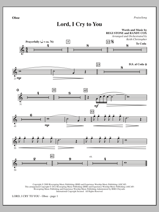 Learn to play Keith Christopher Lord, I Cry To You - Oboe sheet music for Choir Instrumental Pak in minutes. Price: 8.9900$ Keith Christopher Lord, I Cry To You - Oboe sheet music notes and chords arranged for Choir Instrumental Pak